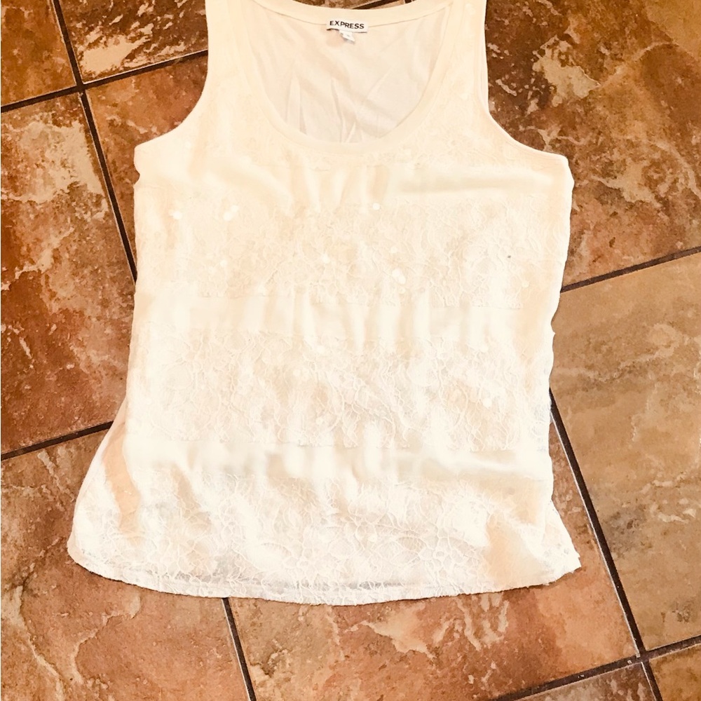 EXPRESS Tank Top Sequenced Beige Size M